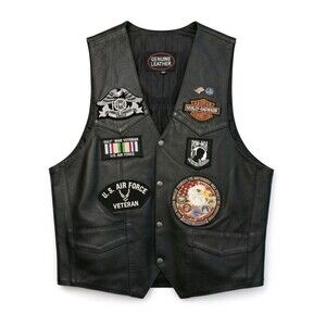 Vintage Men's Sz. XL Custom Patchwork Snap Button Biker Vest